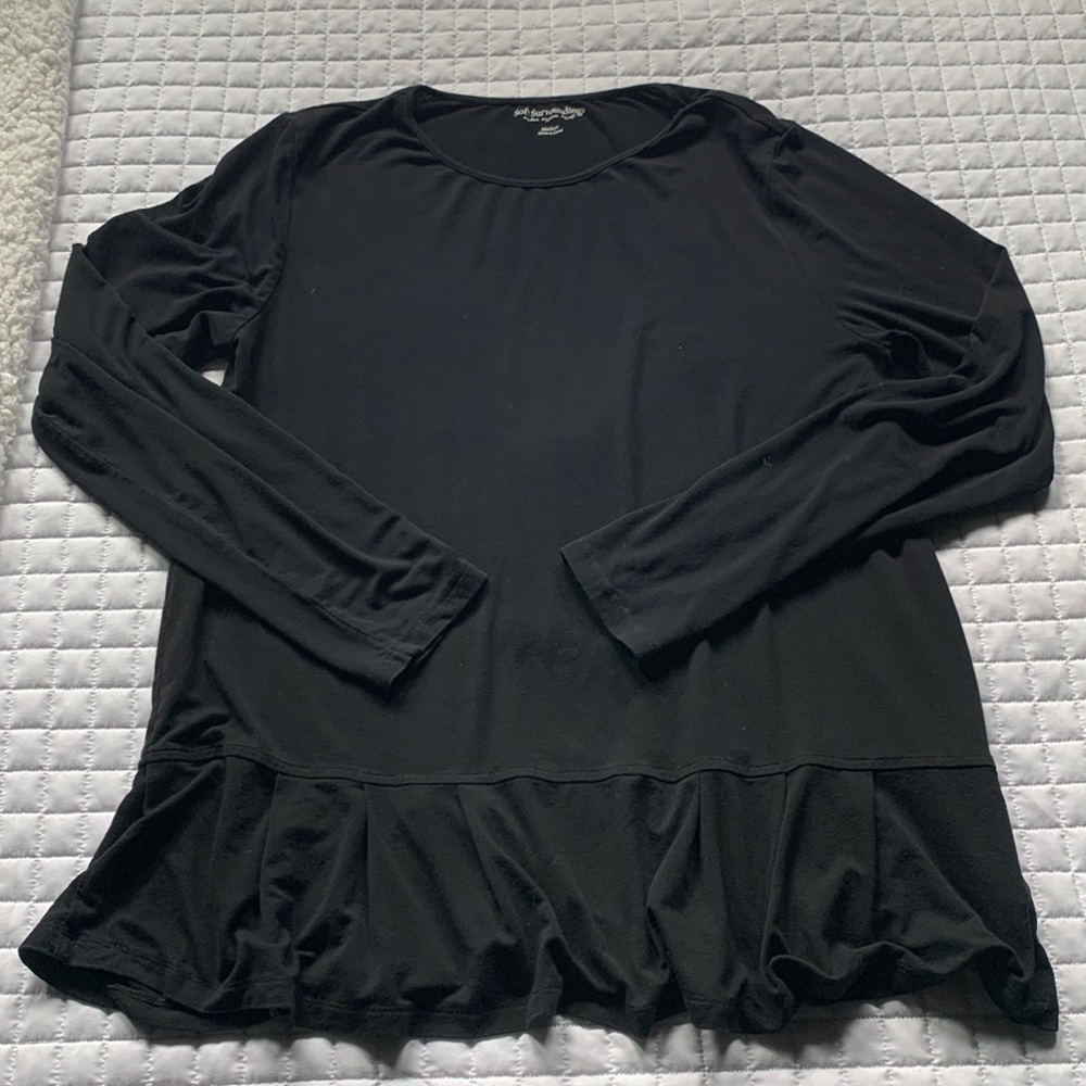Soft Surroundings black ruffle top. Medium. Like new condition!